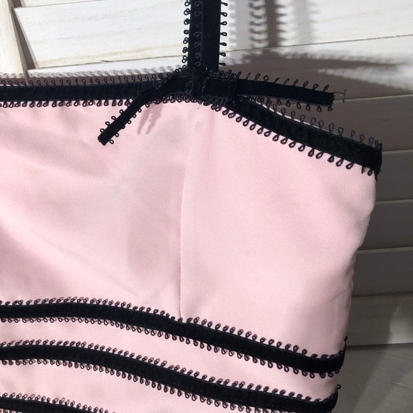 Forever 21 Two Tone Bow Cropped Top Pleated Skirt Pink Black M - Picture 5 of 16